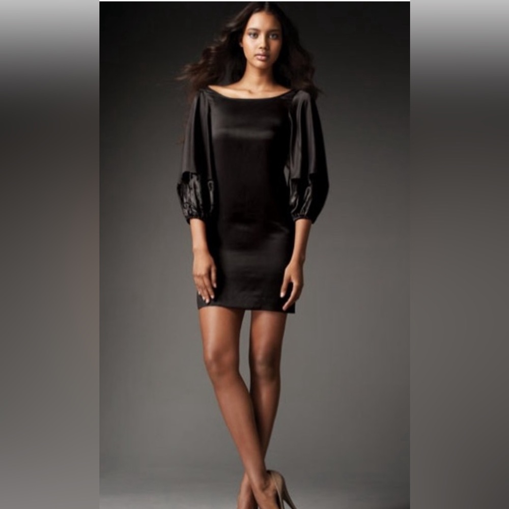 Elizabeth & James Black silk bell sleev mini dress